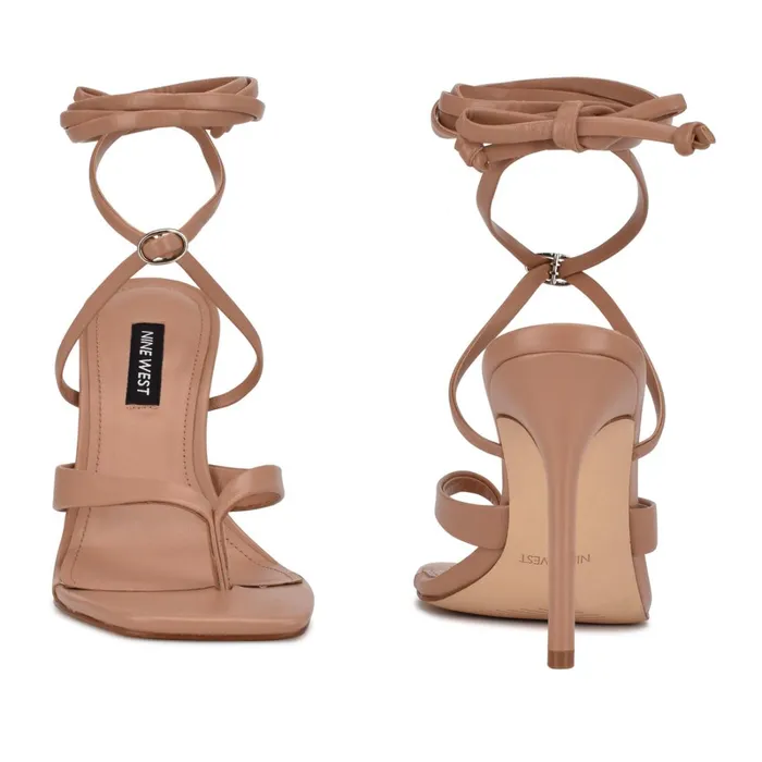 Terrie Ankle Wrap Heeled Sandals Nude Women Nine West Heeled Terrie Ankle Wrap Heeled Sandals Nude Women Nine West Heeled