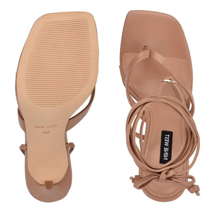 Terrie Ankle Wrap Heeled Sandals Nude Women Nine West Heeled Terrie Ankle Wrap Heeled Sandals Nude Women Nine West Heeled