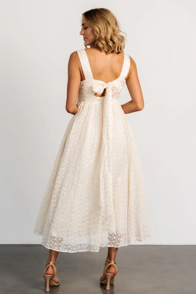 Thalia Embroidered Tank Midi Dress Vintage Cream Women Baltic Born Bridal