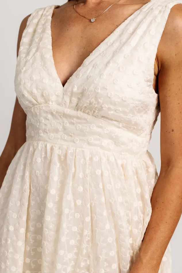 Thalia Embroidered Tank Midi Dress Vintage Cream Women Baltic Born Bridal