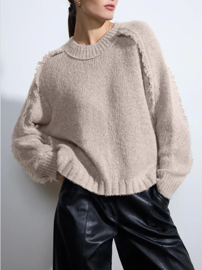 The Aimee Fringe Crew Dusk Mlange Women Brochu Walker Sweaters