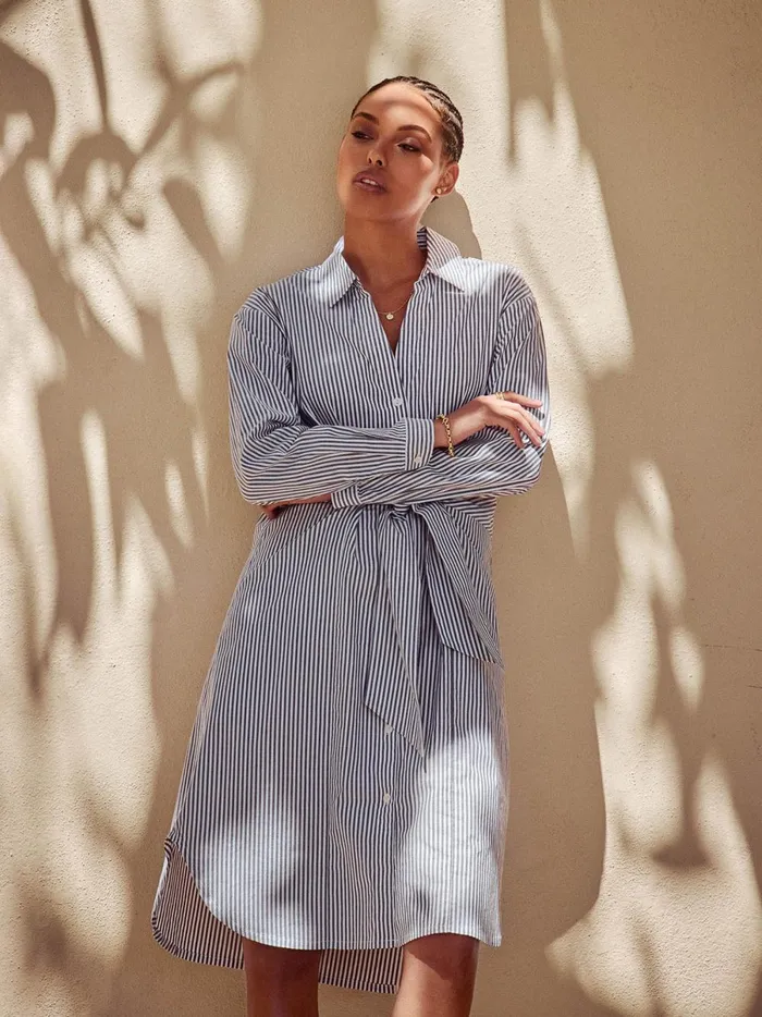 The Ashland Stripe Dress Fraser Grey Stripe Women Brochu Walker Dresses