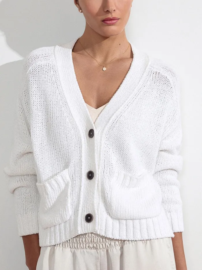The Cropped Cardigan Salt White Women Brochu Walker Cardigans