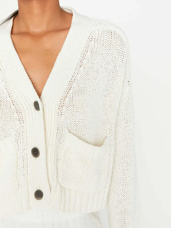 The Cropped Cardigan Salt White Women Brochu Walker Cardigans