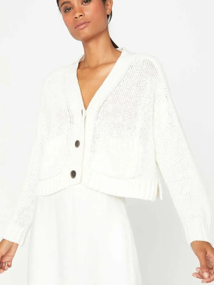 The Cropped Cardigan Salt White Women Brochu Walker Cardigans