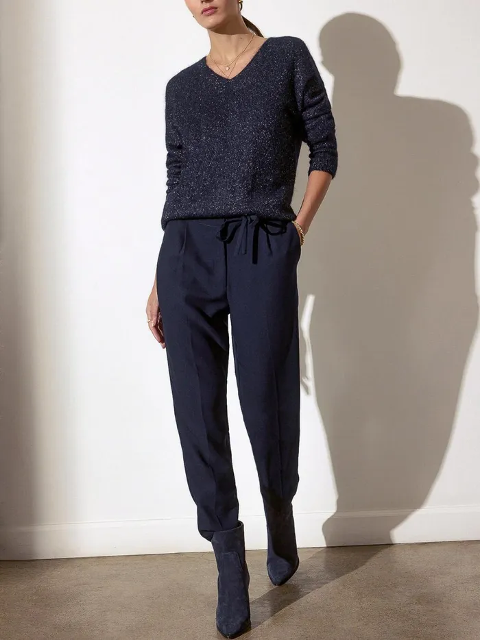 The Dion Pleat Front Pant Baltic Navy Women Brochu Walker Bottoms