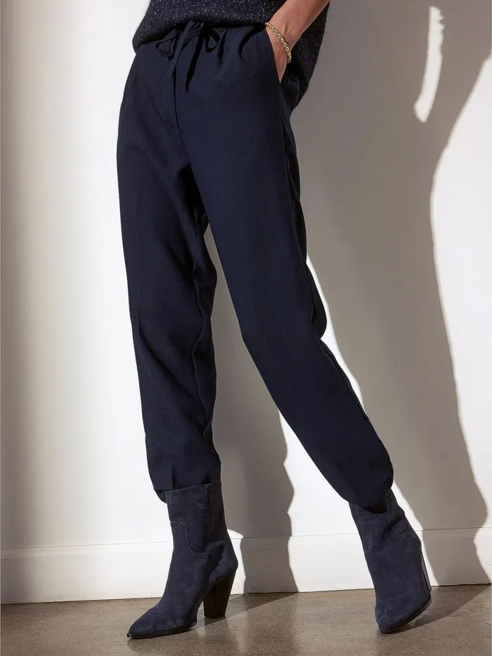 The Dion Pleat Front Pant Baltic Navy Women Brochu Walker Bottoms