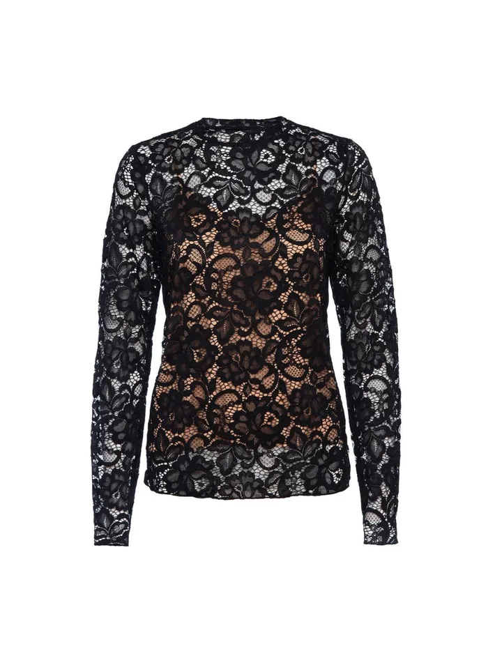 The Donne Floral Lace Top Black Onyx Women Brochu Walker Tops