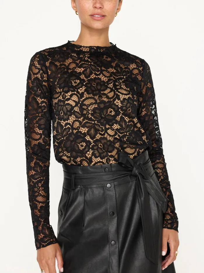 The Donne Floral Lace Top Black Onyx Women Brochu Walker Tops
