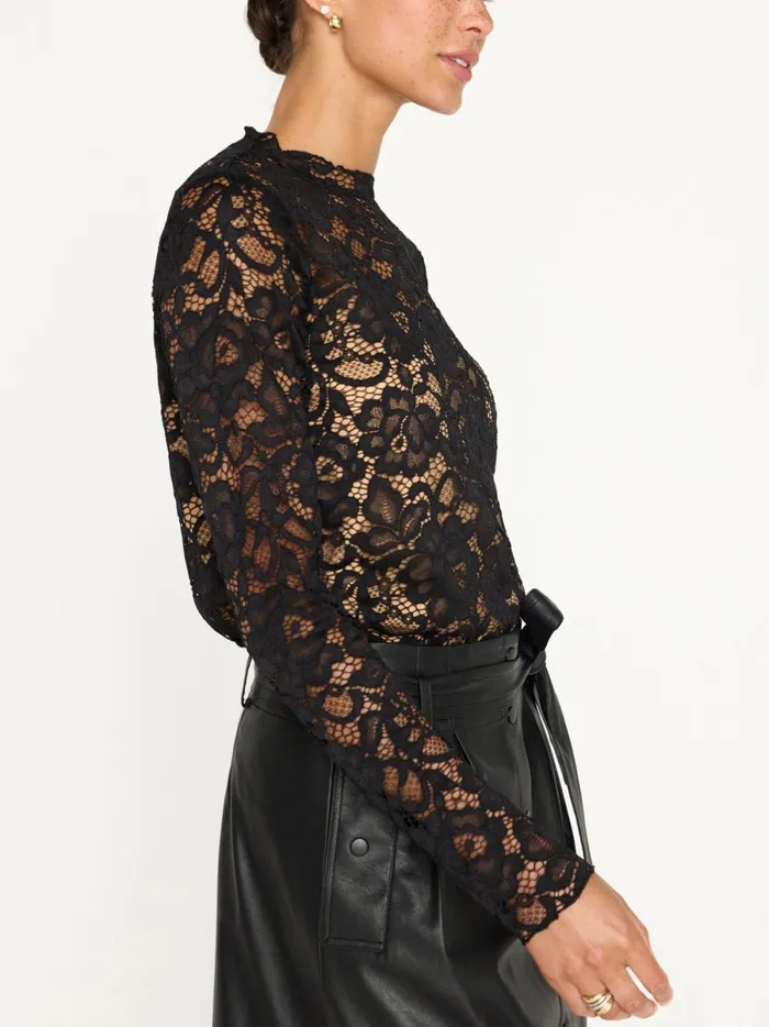 The Donne Floral Lace Top Black Onyx Women Brochu Walker Tops