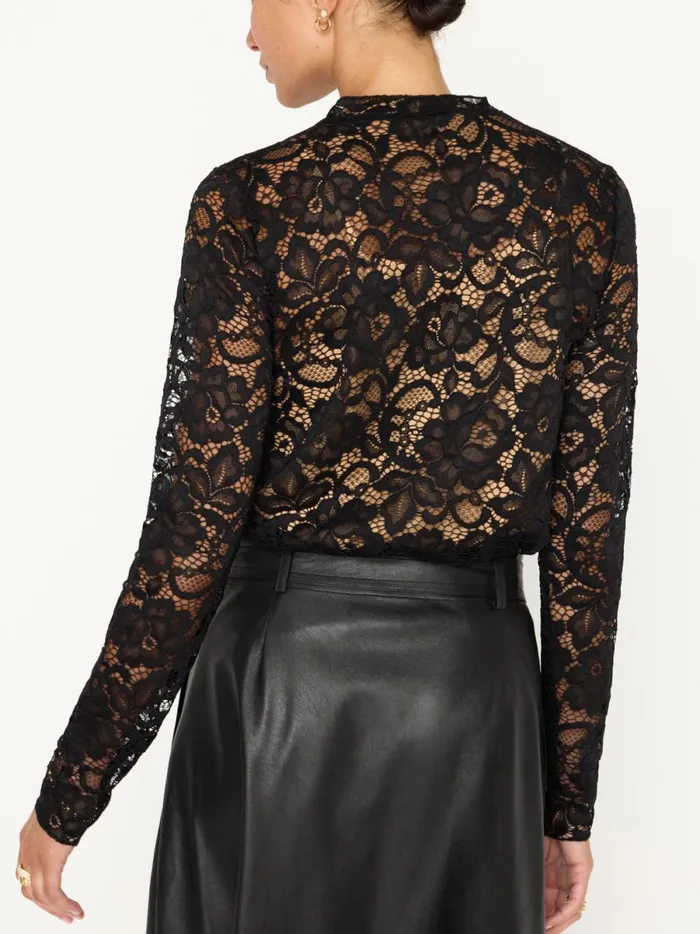 The Donne Floral Lace Top Black Onyx Women Brochu Walker Tops