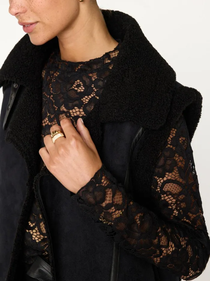 The Donne Floral Lace Top Black Onyx Women Brochu Walker Tops