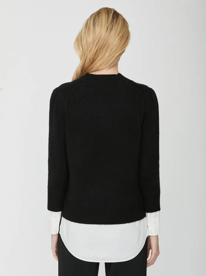 The Eton Layered Crew Looker Black Onyx With White Underlayer Women Brochu Walker Looker Sweaters