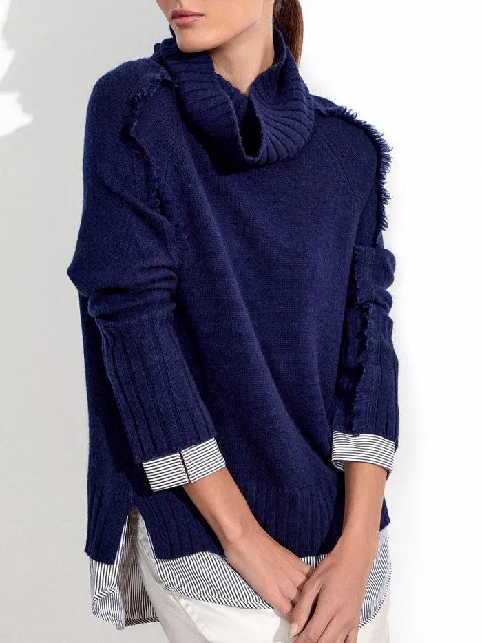 The Jolie Fringe Striped Layered Looker Navy W Stripe Woven Women Brochu Walker Looker Sweaters The Jolie Fringe Striped Layered Looker Navy W Stripe Woven Women Brochu Walker Looker Sweaters