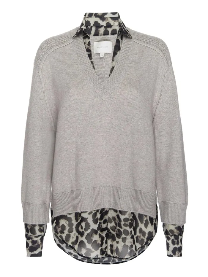 The Looker Layered VNeck Light Chia Printed Combo Women Brochu Walker Sweaters