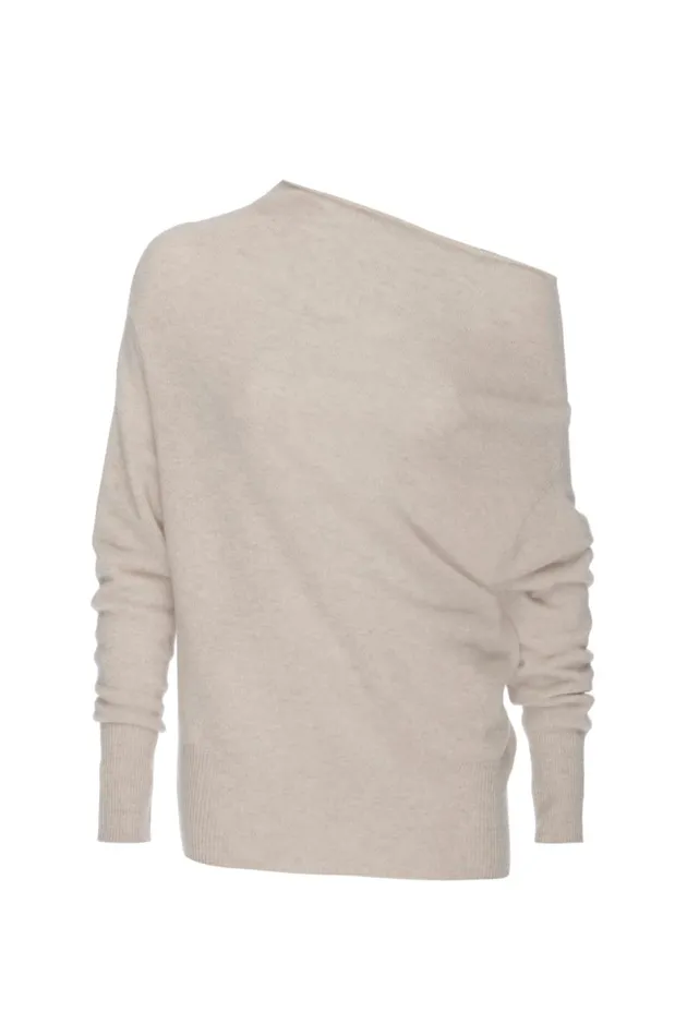 The Lori Off Shoulder Bisque Melange Women Brochu Walker 100 Cashmere