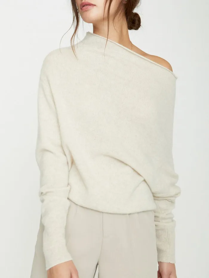 The Lori Off Shoulder Bisque Melange Women Brochu Walker 100 Cashmere