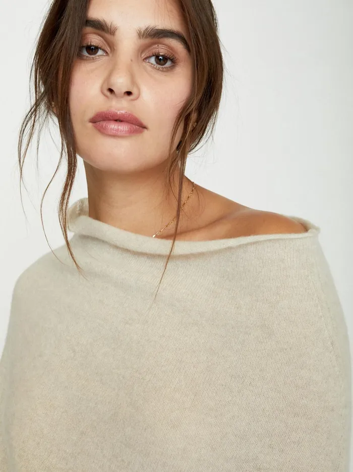 The Lori Off Shoulder Bisque Melange Women Brochu Walker 100 Cashmere