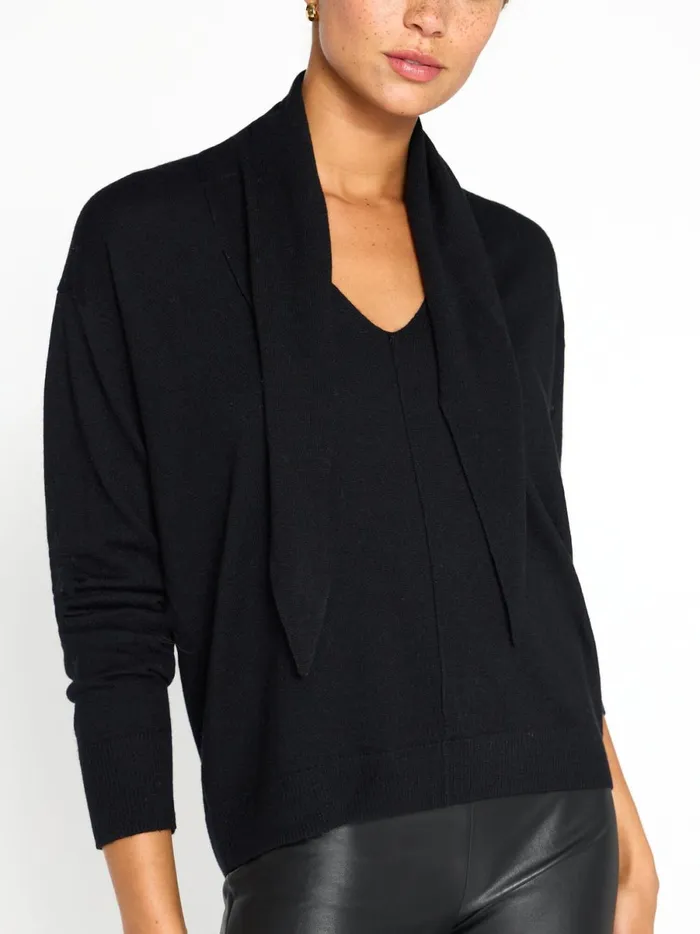 The Oren Tie Pullover Black Onyx Women Brochu Walker Sweaters