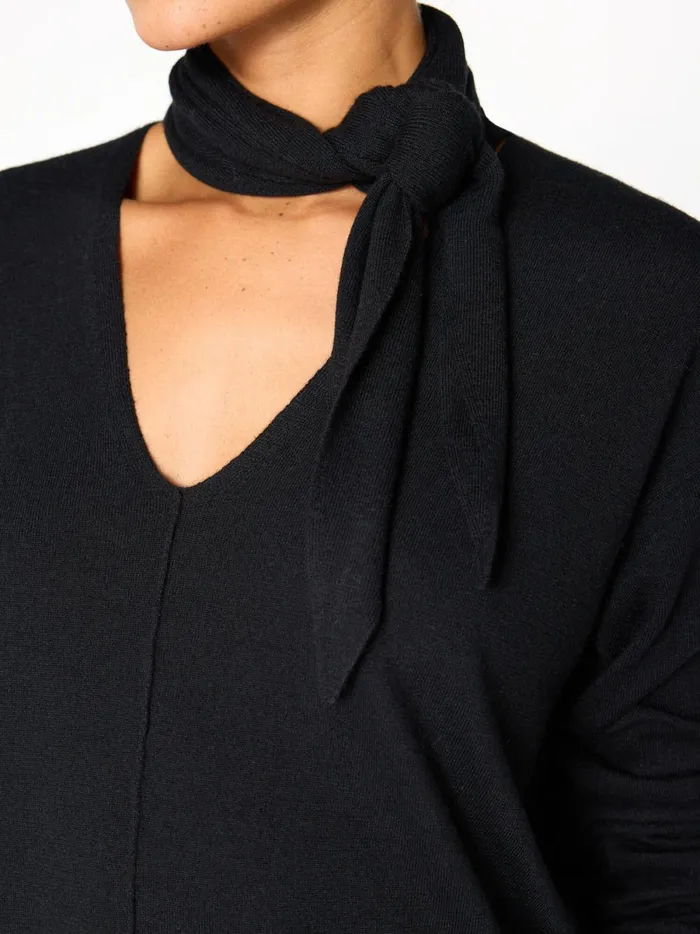 The Oren Tie Pullover Black Onyx Women Brochu Walker Sweaters