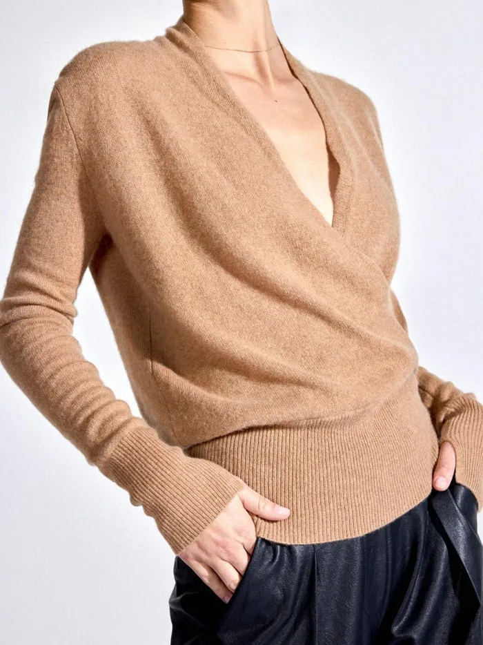 The Phinneas Wrap Camel Melange Women Brochu Walker 100 Cashmere