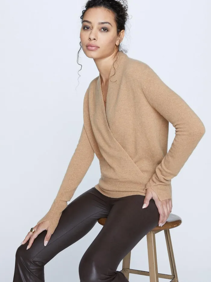 The Phinneas Wrap Camel Melange Women Brochu Walker 100 Cashmere