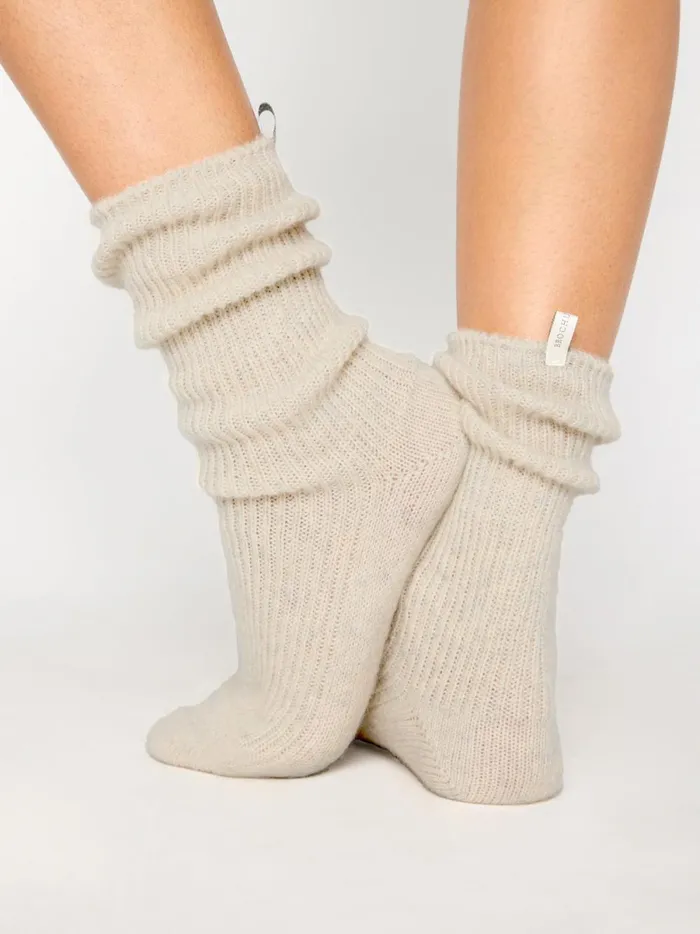 The Ribbed Cashmere Socks Mist Mlange Women Brochu Walker 100 Cashmere