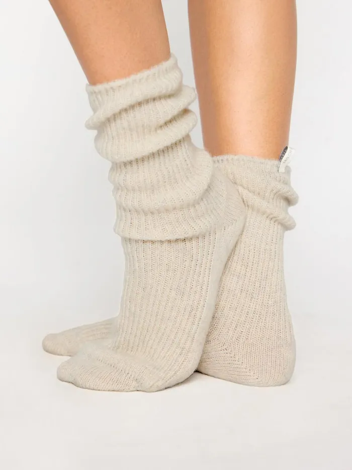 The Ribbed Cashmere Socks Mist Mlange Women Brochu Walker 100 Cashmere