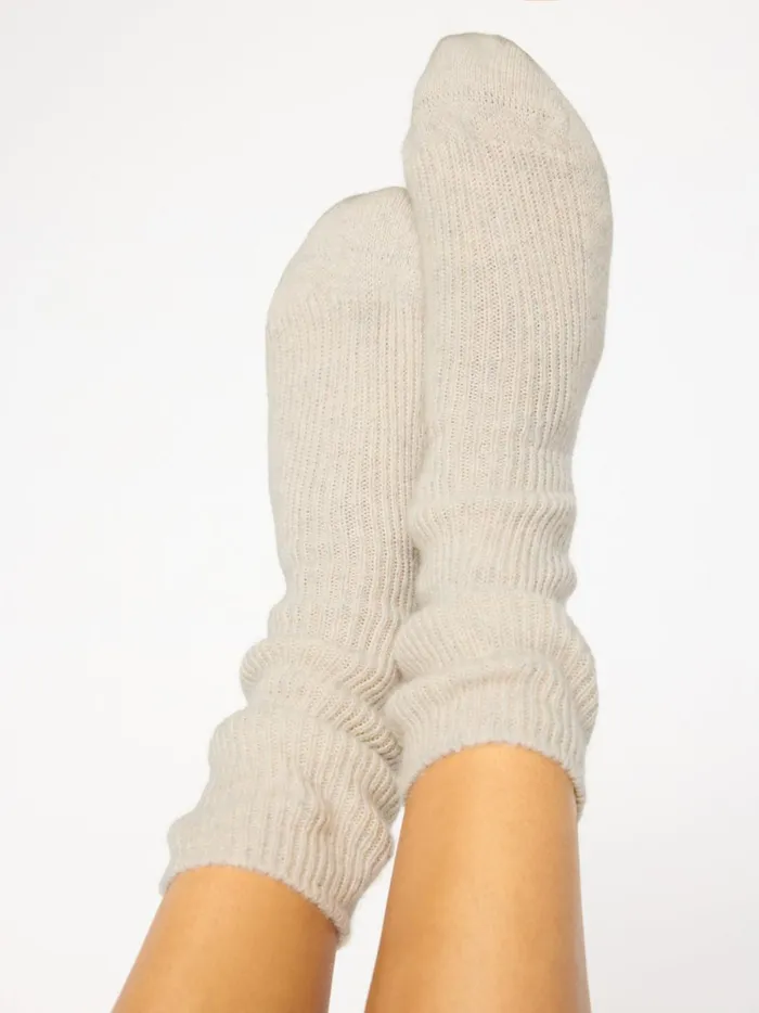 The Ribbed Cashmere Socks Mist Mlange Women Brochu Walker 100 Cashmere