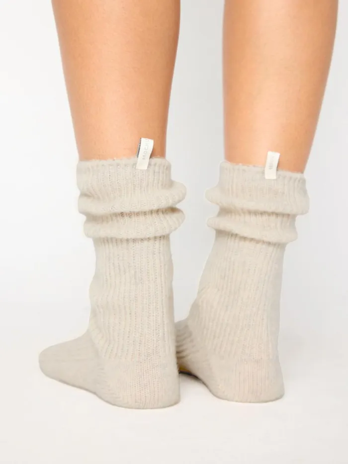 The Ribbed Cashmere Socks Mist Mlange Women Brochu Walker 100 Cashmere