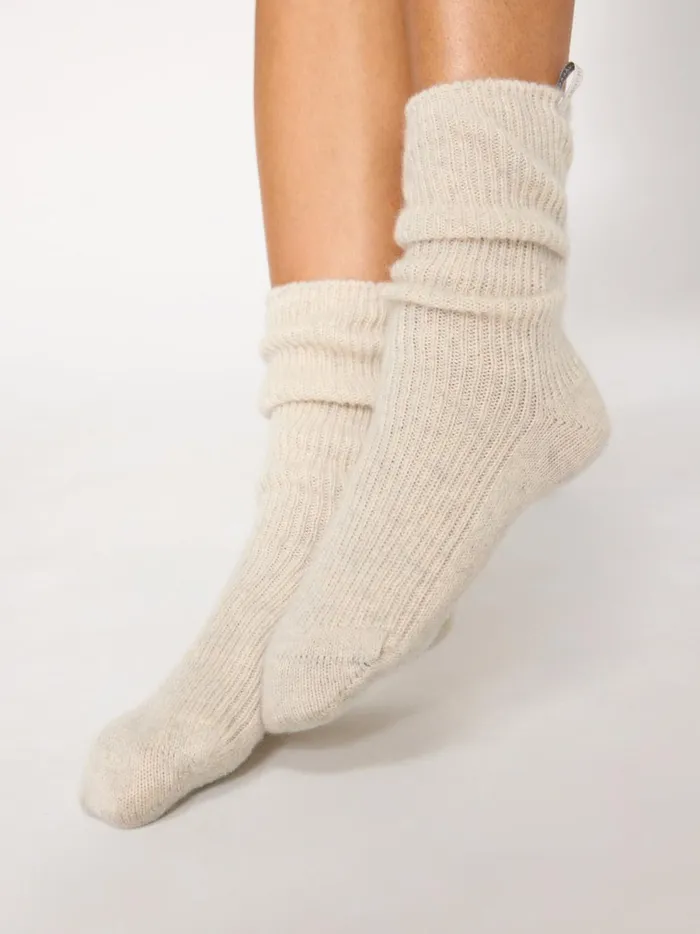 The Ribbed Cashmere Socks Mist Mlange Women Brochu Walker 100 Cashmere