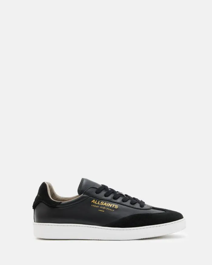 Thelma Leather Low Top Sneakers Black Women AllSaints Shoes and Boots