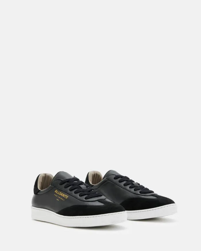 Thelma Leather Low Top Sneakers Black Women AllSaints Shoes and Boots