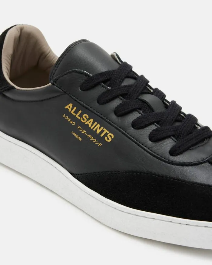 Thelma Leather Low Top Sneakers Black Women AllSaints Shoes and Boots