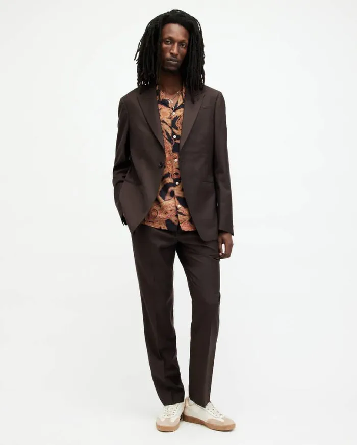 Thorpe Pinstriped Relaxed Fit Blazer Tan Brown Men AllSaints Jackets and Coats Thorpe Pinstriped Relaxed Fit Blazer Tan Brown Men AllSaints Jackets and Coats