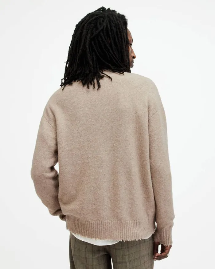 Tiago Circular Logo Relaxed Sweater Taupe Marl Men AllSaints Sweaters