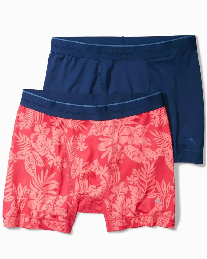 Tommy Bahama Aloha Print Tech Boxer Briefs Aqua MenBig and Tall Loungewear and Pajamas