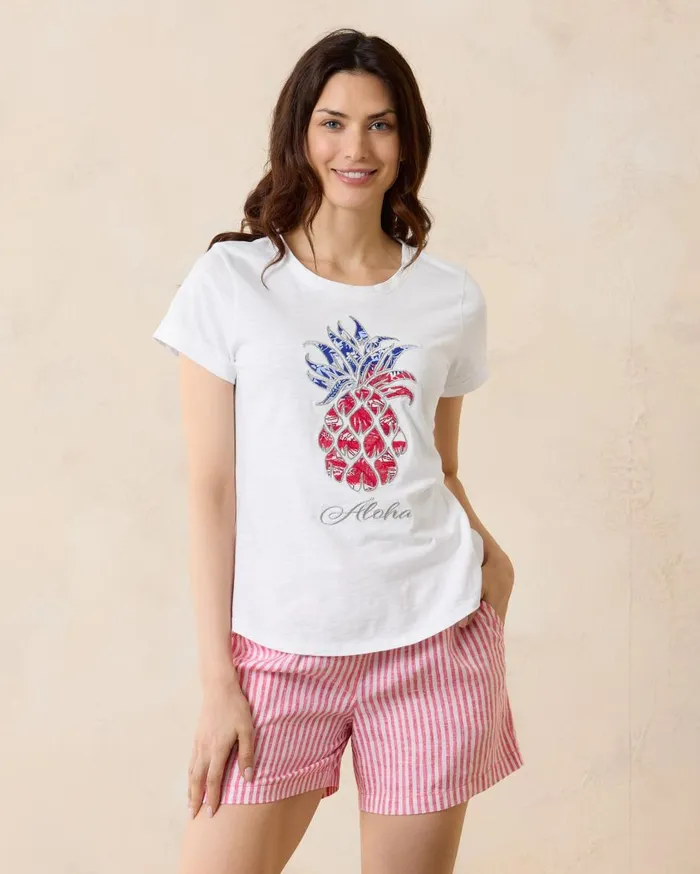 Tommy Bahama Americana Pineapple Lux ShortSleeve TShirt White Women Tops and Shirts Tommy Bahama Americana Pineapple Lux ShortSleeve TShirt White Women Tops and Shirts
