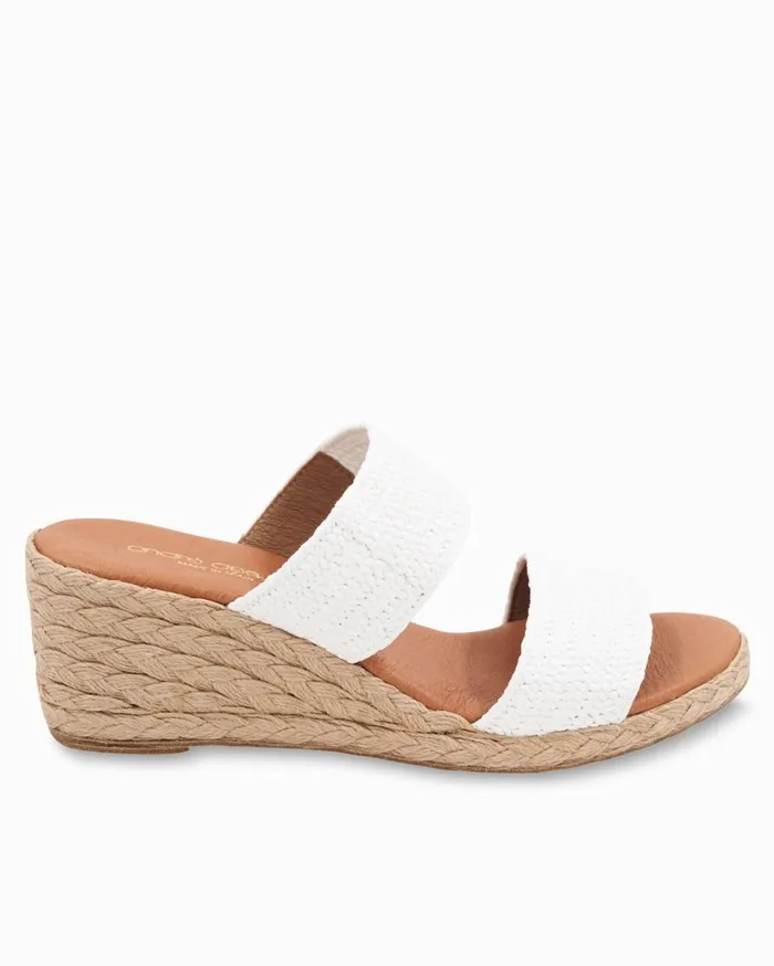 Tommy Bahama Andr Assous Madina Raffia Wedges Beige Women Shoes and Sandals