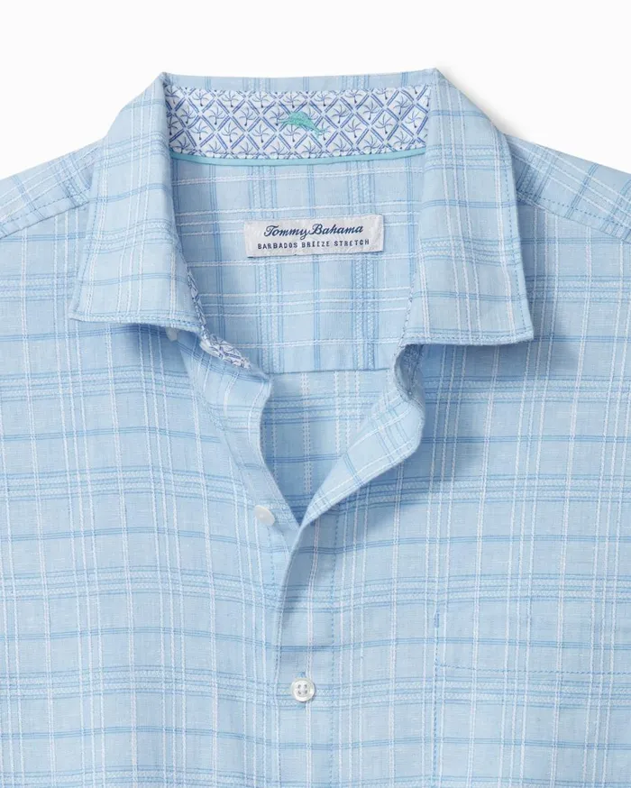 Tommy Bahama Barbados Breeze Playa Plaid StretchLinen LongSleeve Shirt Aqua Ice Men Shirts Tommy Bahama Barbados Breeze Playa Plaid StretchLinen LongSleeve Shirt Aqua Ice Men Shirts