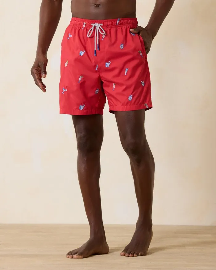 Tommy Bahama Big and Tall Naples Pom Palms Swim Trunks Blue Allure Big and Tall Swim and Boardshorts