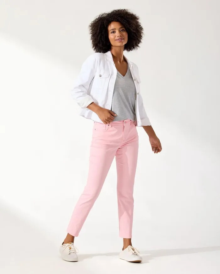 Tommy Bahama Boracay Beach Legendary Leaves HighRise Ankle Jeans White Women Jeans