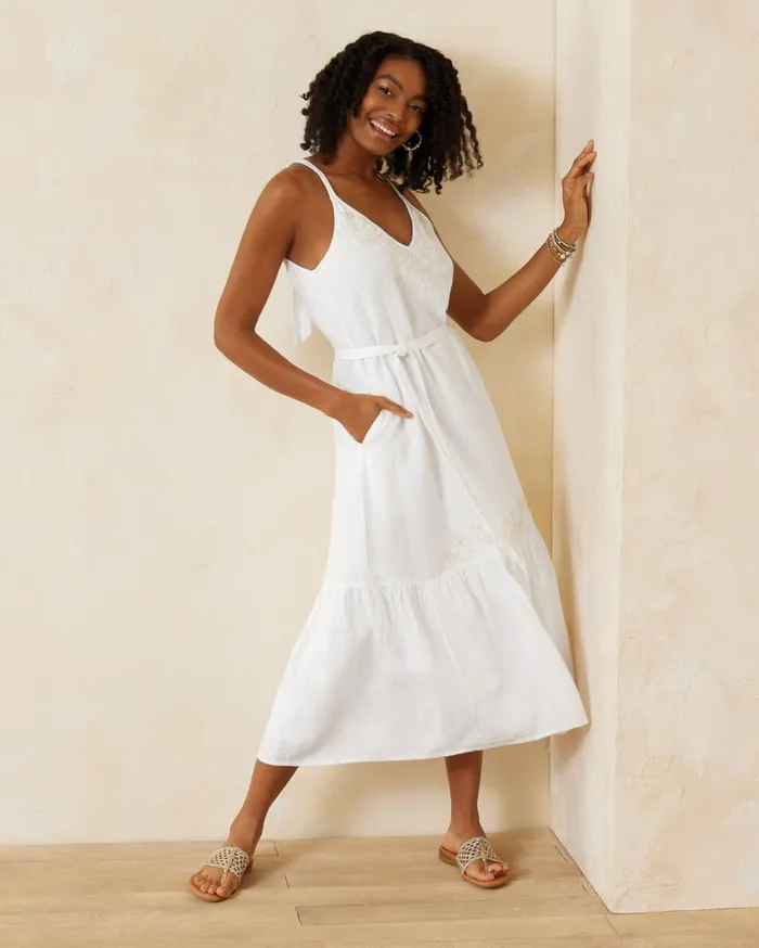 Tommy Bahama Coastalina Embroidered Linen Maxi Sundress White Women Dresses Tommy Bahama Coastalina Embroidered Linen Maxi Sundress White Women Dresses