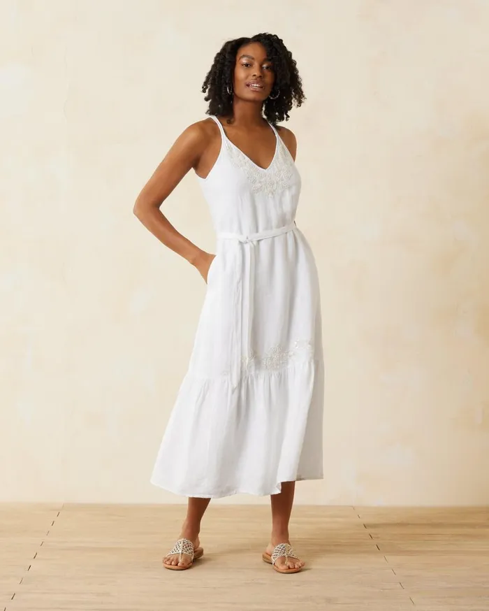 Tommy Bahama Coastalina Embroidered Linen Maxi Sundress White Women Dresses Tommy Bahama Coastalina Embroidered Linen Maxi Sundress White Women Dresses