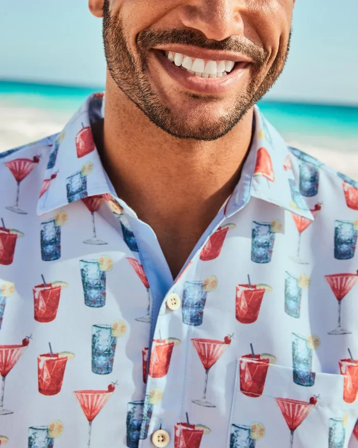Tommy Bahama Coconut Point Red White And Cheers IslandZone Camp Shirt Chambray Blue Men Shirts Tommy Bahama Coconut Point Red White And Cheers IslandZone Camp Shirt Chambray Blue Men Shirts