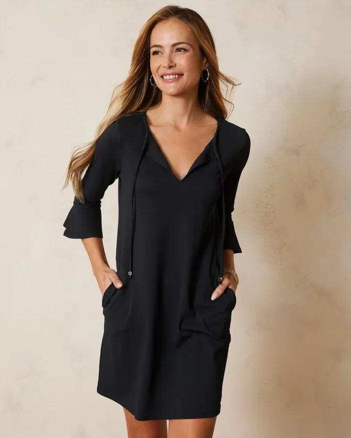 Tommy Bahama Island Cays FlounceSleeve Coverup Dress Black Women Dresses Tommy Bahama Island Cays FlounceSleeve Coverup Dress Black Women Dresses