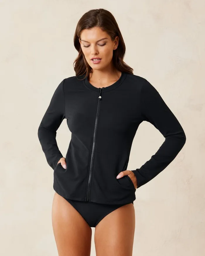 Tommy Bahama Island Cays Rash Guard Black Women Coverups Tommy Bahama Island Cays Rash Guard Black Women Coverups