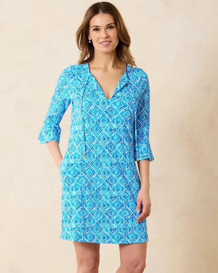 Tommy Bahama Island Cays Shell Beach FlounceSleeve Coverup Dress True Turquoise Women Dresses Tommy Bahama Island Cays Shell Beach FlounceSleeve Coverup Dress True Turquoise Women Dresses