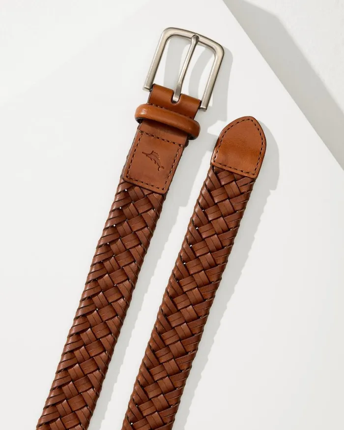 Tommy Bahama Leather TopStitch Belt Tan Men Belts Tommy Bahama Leather TopStitch Belt Tan Men Belts