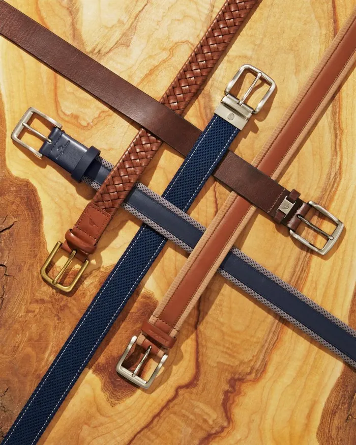 Tommy Bahama Leather TopStitch Belt Tan Men Belts Tommy Bahama Leather TopStitch Belt Tan Men Belts